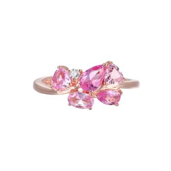Created Pink Sapphire and Pink Cubic Zirconia Rhodium Over Sterling
Silver Ring 1.57ctw