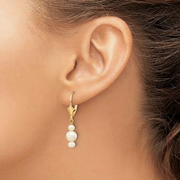 10k Yellow Gold 3-3.5mm and 5-5.5mm Semi-Round Freshwater Cultured Pearl
Dangle Earrings
