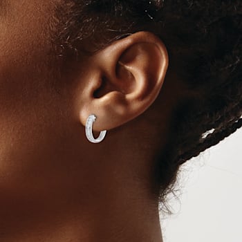 Rhodium Over 14K White Gold Lab Grown Diamond SI1/SI2, G H I, Hinged
Hoop Earrings