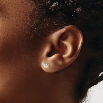 14K Yellow Gold 1ct. 4.5mm Princess G H I True Light Moissanite Earrings