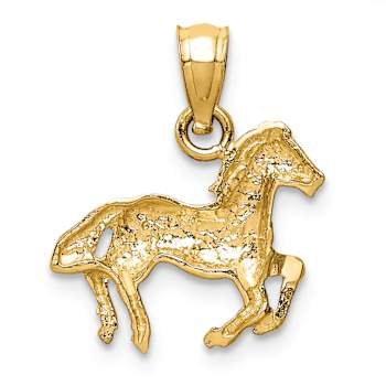 14K Yellow Gold Diamond-cut Horse Pendant