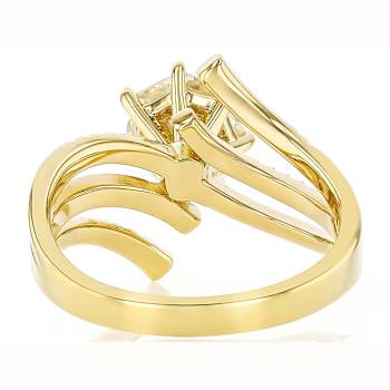 Diamond Simulant Bypass Ring In 18K Gold Over Sterling Silver 3.01ctw