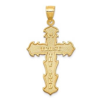 14k Yellow Gold Textured Reversible Passion Cross Pendant