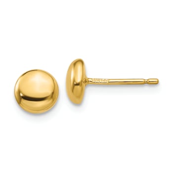 14k Yellow Gold Polished 6mm Button Earrings