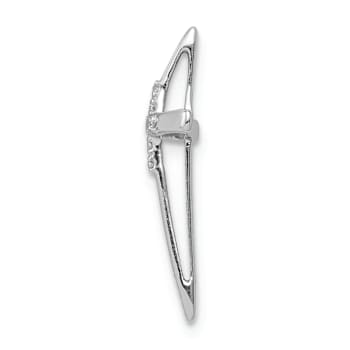 Rhodium Over 10k White Gold Diamond Cross Chain Slide Pendant
