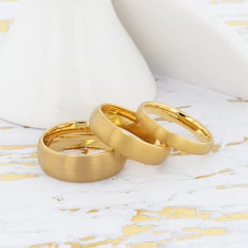 MILLER Gold Plated Tungsten Domed Ring with Brushed Finish 6mm