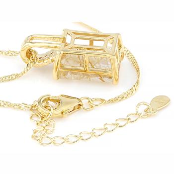 Golden Rutilated Quartz And Smoky Quartz Pendant Necklace In 18K Gold
Over Sterling Silver