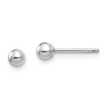 Rhodium Over 14k White Gold Polished 3mm Ball Stud Earrings
