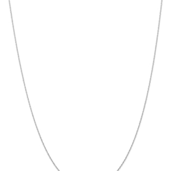 Rhodium Over 14k White Gold 0.6mm Solid Cable 24 Inch Chain