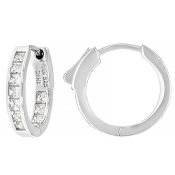 PrIncess-Cut CZ Inside-Out Hoop Earrings In Sterling Silver