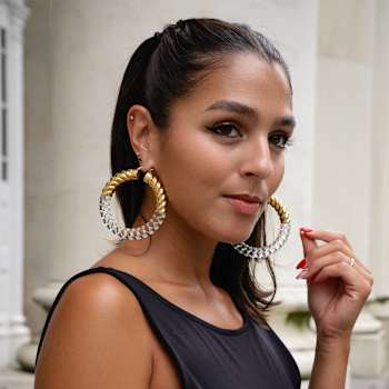 14K Yellow Gold Over Brass Acrylic XL Clear Chunky Rope Hoop Earrings