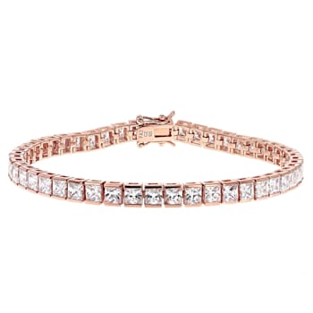 White Cubic Zirconia 18K Rose Gold Over Sterling Silver Tennis Bracelet 17.28ctw