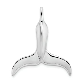 Rhodium Over Sterling Silver Polished 3D Whale Tail Pendant