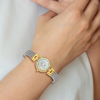 Charles Hubert IP-plated MOP Dial with Stainless Steel Wire Bangle Watch