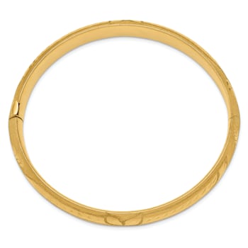 14K Yellow Gold 7/16 Oversize Florentine Hinged Bangle Bracelet