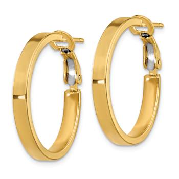 14k Yellow Gold 15/16" Polished Square Tube Round Hoop Earrings