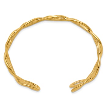 14K Yellow Gold Polished Woven Cuff Bangle