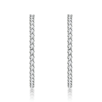 Inside-Out CZ Pave Hoop Earrings In White Rhodium Over Brass