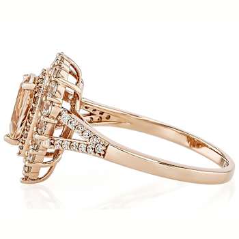 Morganite Pear And White Zircon Ring In 18K Rose Gold Over Sterling
Silver 1.75ctw