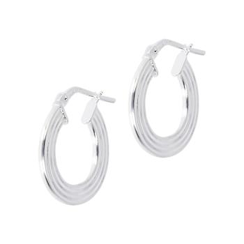 Sterling Silver Ribbed 5/8" Round Flat Hoop Earrings