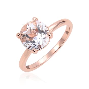 Round White Topaz 14K Rose Gold Over Sterling Silver Solitaire Ring, 3.10ctw