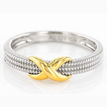 Two-Tone InfInity Band Ring In Sterling And 18K Gold Over Sterling Silver