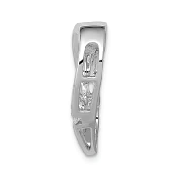 Rhodium Over 14k White Gold Diamond Double Hearts Chain Slide Pendant
