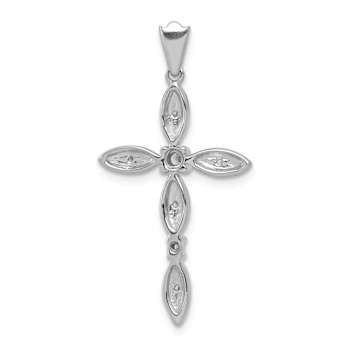Rhodium Over 14k White Gold Diamond Cross Pendant