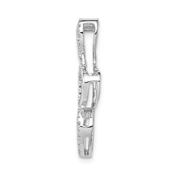 Rhodium Over 14k White Gold Diamond Triple Heart Chain Slide Pendant