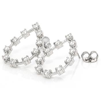 Graceful Lab-Grown Diamond Drop Earrings 1.60ctw In Sterling Silver