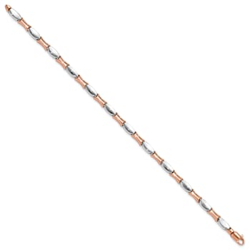14k White Gold and 14k Rose Gold 3.4mm Polished Fancy Link Bracelet