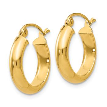 14k Yellow Gold 11/16" Round Tube Hoop Earrings