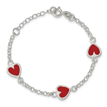 Sterling Silver Polished and Red Enamel Heart with 1-inch Extensions
Children's Bracelet