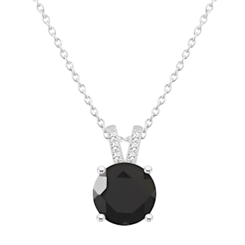 8mm Round Black Onyx With Diamond Accents Rhodium Over Sterling Silver
Pendant with Chain