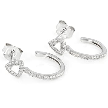 White Diamond Rhodium Over Sterling Silver Geometric Inspired J-Hoop
Earrings 0.20ctw