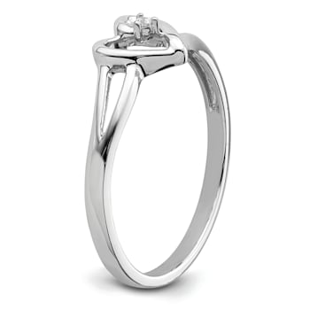 Rhodium Over 14K White First Promise Heart Diamond Promise/Engagement
Ring 0.01ctw