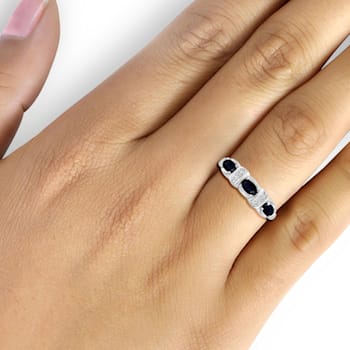 Black Sapphire Rhodium Over Sterling Silver Ring 0.80ctw