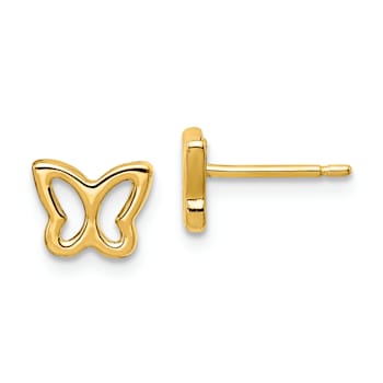 14k Yellow Gold Children's Cut-out Butterfly Stud Earrings