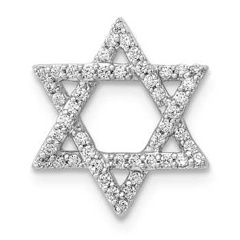 Rhodium Over 14k White Gold Diamond Star of David Chain Slide Pendant