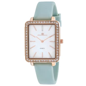 Oceanaut Women's Adorn White Dial, Rose Bezel, Green Rubber Strap Watch