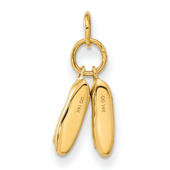 14k Yellow Gold 3D and Textured Ballet Slippers Charm Pendant