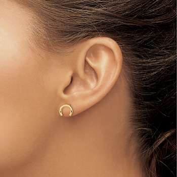 14k Yellow Gold Polished U Shape Tube Stud Earrings
