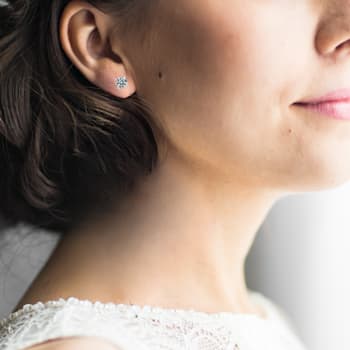 White Moissanite Sterling Silver Solitaire Minimalist Stud Earrings