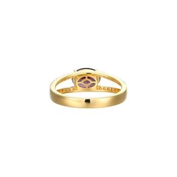 Purple And White Cubic Zirconia 18K Gold Over Sterling Silver Ring 2.41ctw