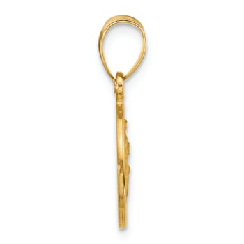 14k Yellow Gold Polished and Satin St. Christopher Medal Pendant