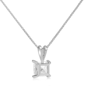 White Cubic Zirconia 14k White Gold Pendant With Chain 1.00ctw