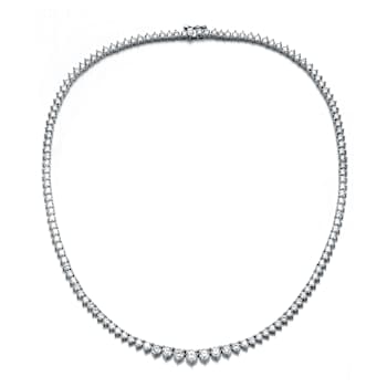 Graduated CZ Tennis Necklace In White Rhodium Over Brass