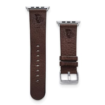 Gametime NHL Chicago Blackhawks Brown Leather Apple Watch Band (38/40mm
M/L). Watch not included.