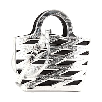 Balenciaga Neo Basket Metallic Silver Leather Small Satchel Bag