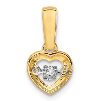 14k Yellow Gold Diamond Polished Heart Dangle Pendant